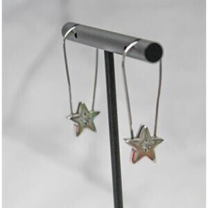 New Long Silver 925 Hook Earrings with Star and Rhinestone E61